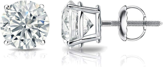 1/4 to 2 Carat Lab Grown Diamond Round Stud Earrings in 14k Gold (E-F, SI1-SI2, cttw), 4-Prong Basket Screw Back by Diamond Wish