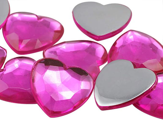 KraftGenius Allstarco 8mm Flat Back Heart Acrylic Rhinestones Tiny Face Gems Body Jewels Card Making Embelishments - 100 Pieces (Pink JG03)