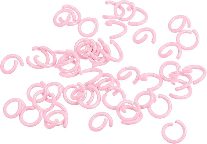 uxcell Open Jump Rings, 8mm Colorful O-Ring Connectors for DIY Crafts Jewelry Making, Carbon Steel, Light Pink, 100Pcs