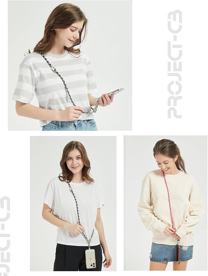 project-cb Phone Lanyard×1,Phone Tether Tab×2, Crossbody Cell Phone Lanyard,Rope Lanyard,Universal Adjustable Phone Strap (SkyBerry-S)