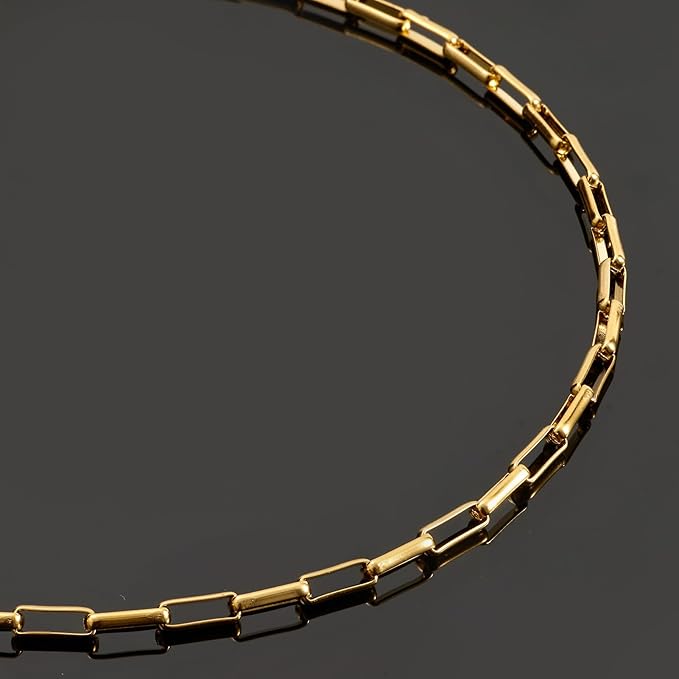 UMAOKANG 16.4 Feet Gold Plated Stainless Steel Chains for Jewelry Making Box Chain Link with Jump Rings and Lobster Clasps