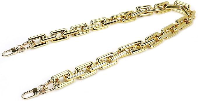 25.6"/65cm Acrylic Purse Shoulder Strap Chain Replacement with Buckles (Rectangle Chain Link), Gold