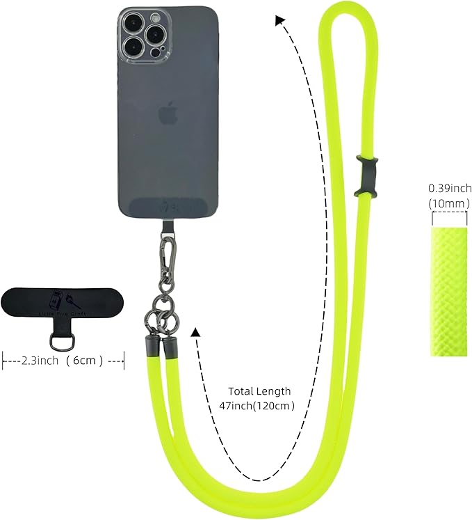 Cell Phone Lanyard Crossbody Rope Around the Neck Wrist Strap for Most Smartphone Case Headset Keychain Offices ID - Fluorescent Yellow