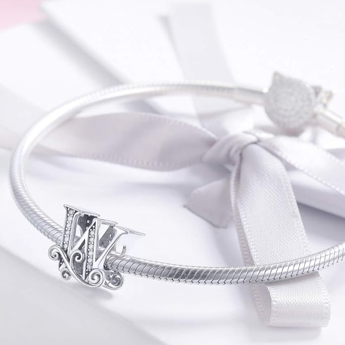 925 Sterling Silver Letter Charms for Pandora Bracelets Alphabet Initial Charms Beads Birthday Christmas Jewelry Gift for Women