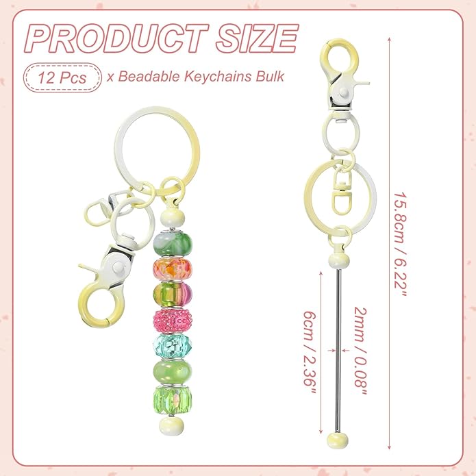 uxcell Beadable Keychain, Keychain Making Supplies, Blank Bead Metal Chain Bars for DIY Crafts Jewelry Making Gift