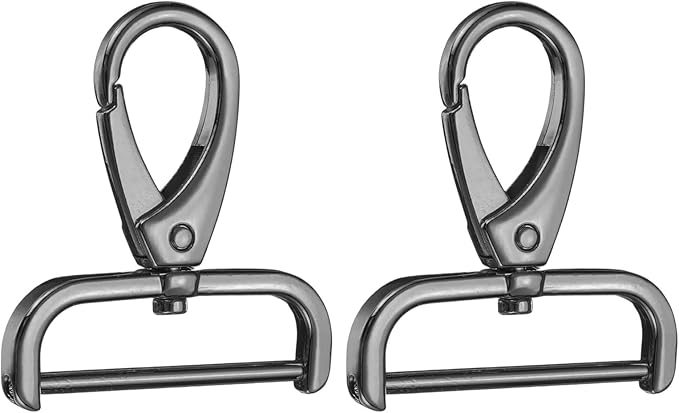 HARFINGTON 2Pcs Detachable Snap Hook Swivel Clasp 1 1/2" D Ring with Swivel Lobster Claw Clasps Hook for Purse Strap Keychain Bag DIY Craft, Gunmetal