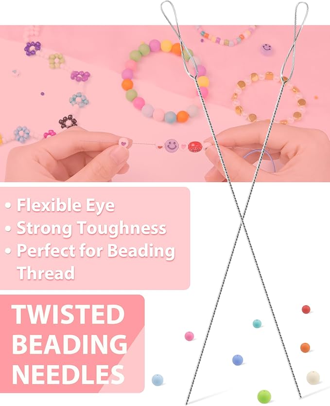 FIVEIZERO 87 Pcs Beading Needles Set – 3 Types: 6 Sizes Big Eye Seed Bead Needle & 6 Sizes Long Straight, Collapsible Twisted Flexible Needle, Beading Needles for Jewelry Making