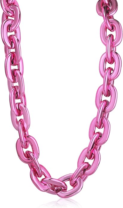 Remuuly Plastic Chain Necklace Chunky Big Fake Necklace Hip Hop Rapper Giant Turnover Chain Costume for Halloween