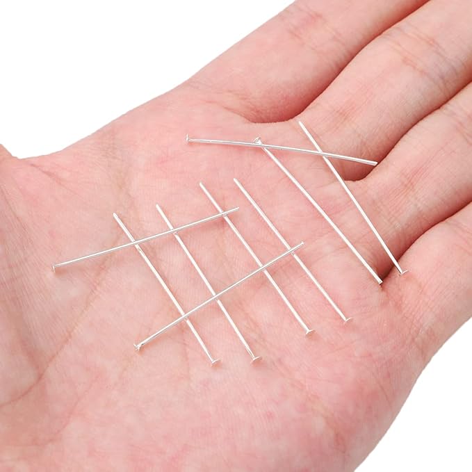 Silver Plated Flat Head Pins Non Tarnish 35mm 200pcs for Jewelry Making Findings