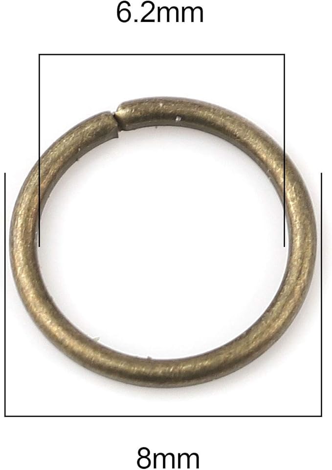 200 Pieces - 8mm Jump Rings - Antique Bronze - 18 Gauge (1mm Thickness)