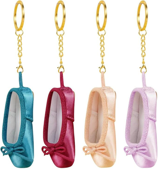 BAOZOON 4 Pcs Mini Pointe Shoes Keychains Miniature Ballet Shoes Keyring Handmade Shoe Charm Pendant Gift for Dance Lovers