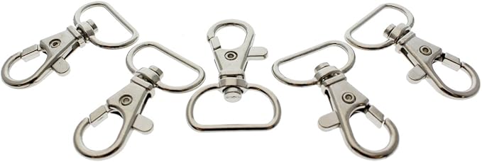 Bulk 100 Pack - Premium Metal Lobster Claw Clasps - Wide 3/4 Inch D Ring - 360° Swivel Trigger Snap Hooks - Great for DIY Lanyards, Keychain Clasps - Swivel Hooks for Purses by Specialist ID