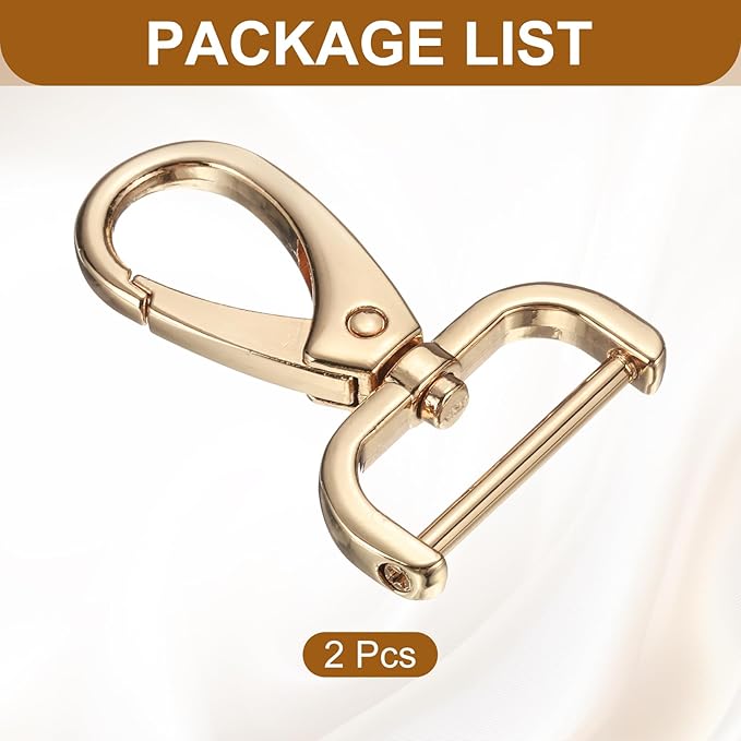 HARFINGTON 2Pcs Detachable Snap Hook Swivel Clasp 1" D Ring with Swivel Lobster Claw Clasps Hook for Purse Strap Keychain Bag DIY Craft, Gold