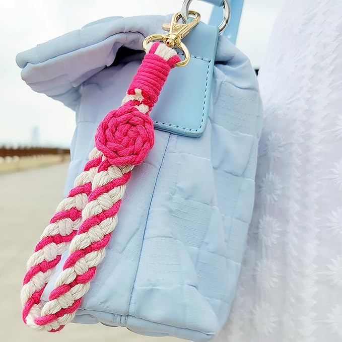 Boho Macrame Phone Wrist Strap, Cell Phone Lanyard with Tether Tab, Keychain Wristlet Charm, Anti-Loss Phone Chain
