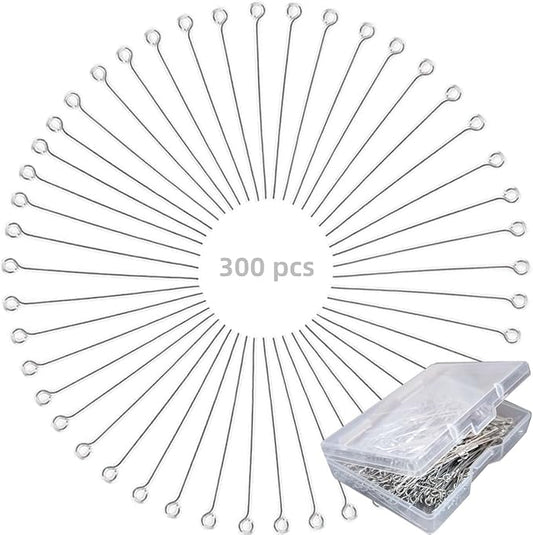 Hot 300 Pcs 1.6 Inch 304 Stainless Steel Open Eye Pins Headpins for Jewelry Necklace Making, (Silver)