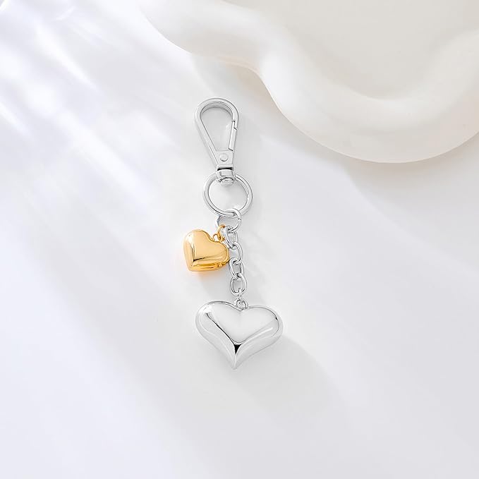 Heart KeyChain for Women Bagchain Gold Silver Fashion Keychains Accessories