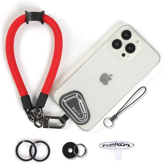 project-cb Hand Wrist Phone Strap,Phone Lanyard Patch ×2,Cell Phone Case Holder,Wristlet Strap for Key,AirPods,Camera (Red, 12inch)