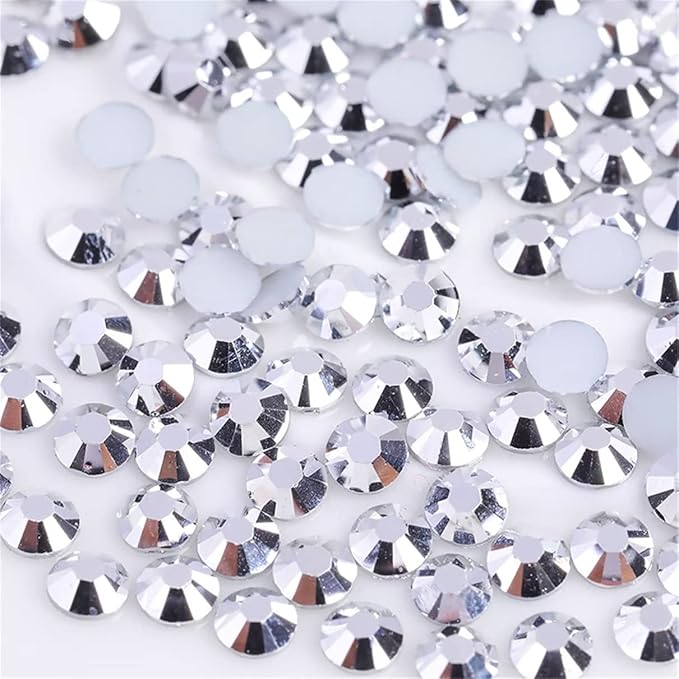 1000 Pieces SS20 5mm Flatback Rhinestones Clear Glass Round Gems Crystals for Nail Art DIY Crafts Clothes Shoes Bags （Silver）