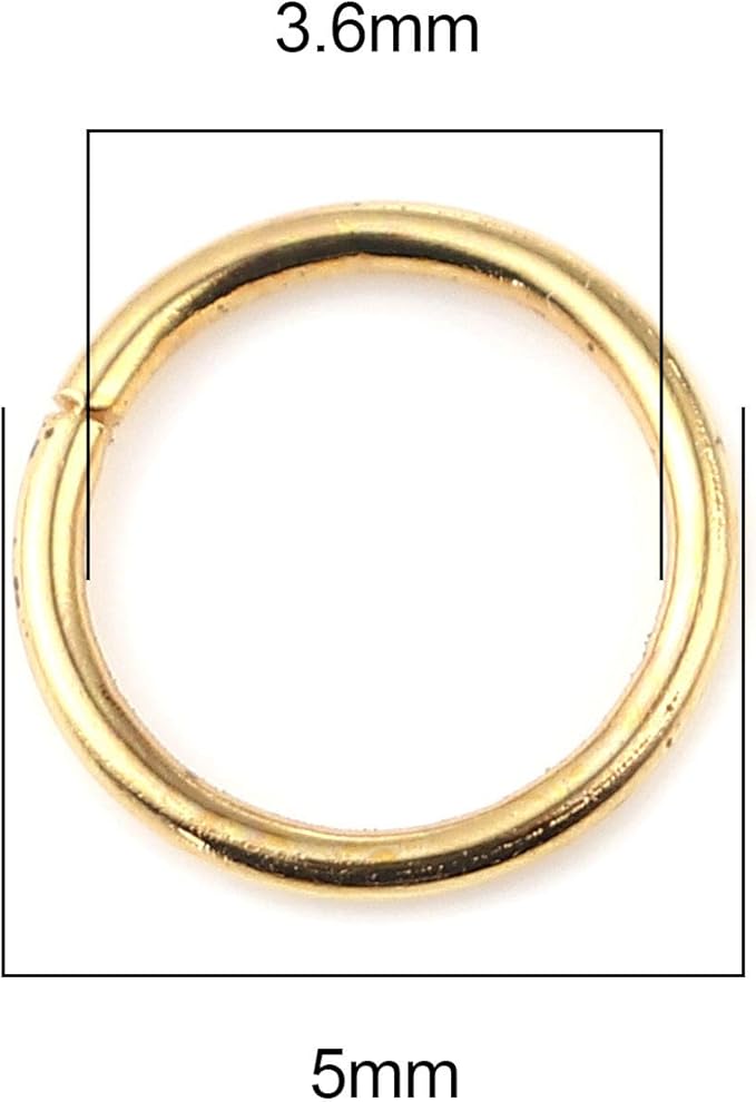 200 Pieces - 5mm Jump Rings - Gold Tone Plated - 21 Gauge