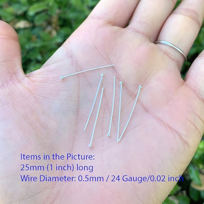 20pcs Adabele Authentic Sterling Silver Ball Headpin Head Pins 40mm (1.57 inch) Hypoallergenic for DIY Craft Jewelry Making (Wire 0.5mm/24 Gauge) SS6-40