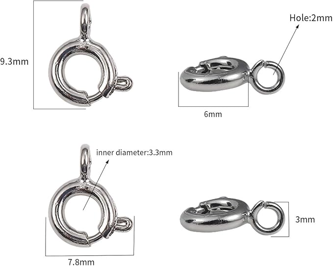 Copper Spring Clasps 6mm Platinum Plated Claw Clasps for DIY Jewelry Making 150pcs