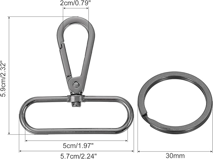 uxcell 12 Pcs Swivel Clasp Hook, 1.97" Purse Snap Clasps Detachable for Bag, Grey