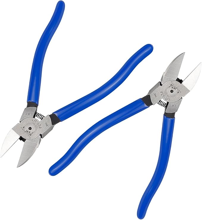 2Pcs Blue Diagonal Flush Wire Cutting Pliers, Precision Side Cutters Pliers for Crafting Jewelry Making, Wire Cutting (8inch)