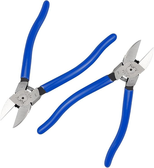 2Pcs Blue Diagonal Flush Wire Cutting Pliers, Precision Side Cutters Pliers for Crafting Jewelry Making, Wire Cutting (8inch)