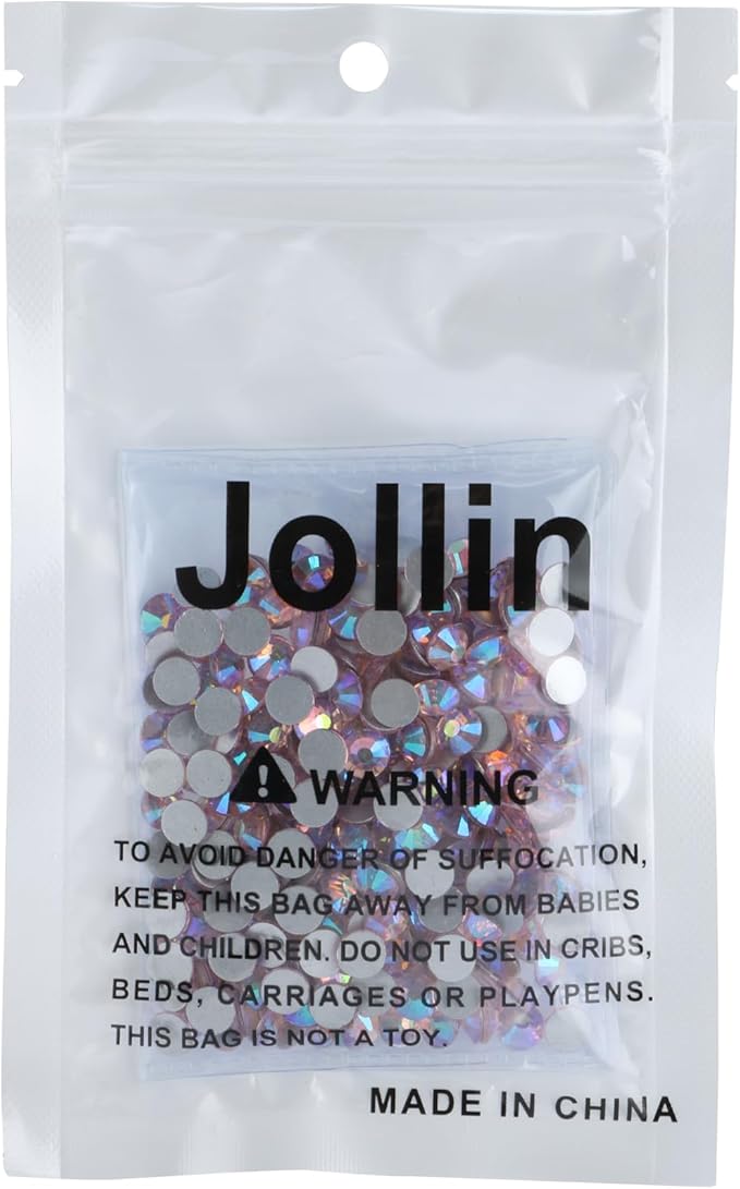 Jollin Glue Fix Crystal Flatback Rhinestones Glass Diamantes Gems for Crafting Nail Art Crafts Decorations Clothes Shoes 6.4mm (ss30 288pcs, Pink AB)