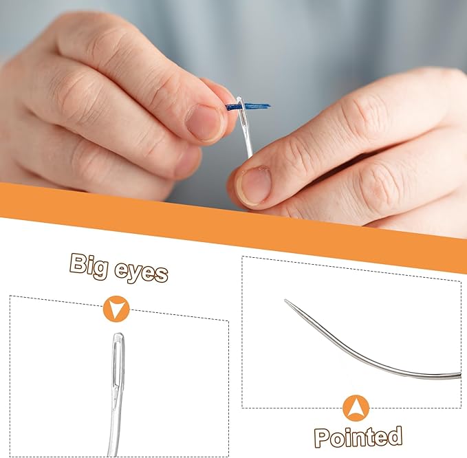 Curved Needles 2'' / 2.5'' / 3 ''/ 3.5 '' C Type Weaving Sewing Needles Hand Sewing Leather Needles Upholstery Carpet Leather Canvas Repair Weaving Needles