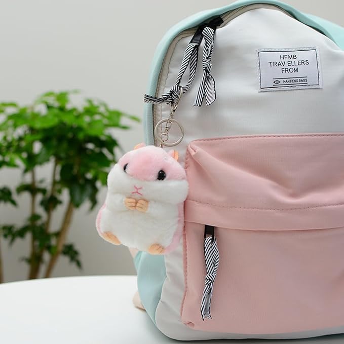 Cute Hamster Plush Keychain - Soft Small Hamster Bag Charm Accessory Adorable Key Holder for Backpack Handbag