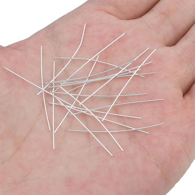 925 Sterling Silver Flat Head Pins 0.5x35mm 20pcs for Jewelry Making Findings