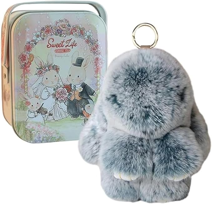 Bunnylulu Keychain with Box, Bunnylulu Keychain with Tin, Bunnylulu Cute Plush Key chain