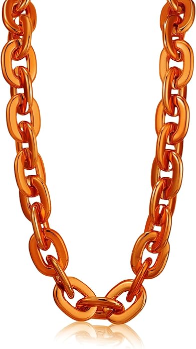 Remuuly Plastic Chain Necklace Chunky Big Fake Necklace Hip Hop Rapper Giant Turnover Chain Costume for Halloween