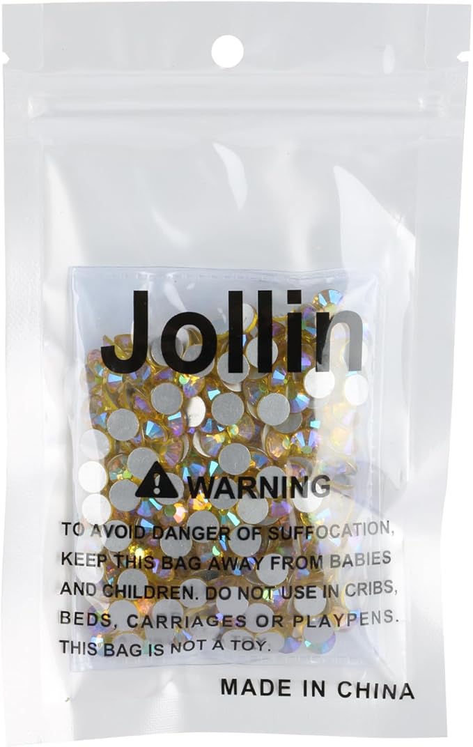 Jollin Glue Fix Crystal Flatback Rhinestones Glass Diamantes Gems for Nail Art Crafts Decorations Clothes Shoes 6.4mm (ss30 288pcs, Lemon AB)