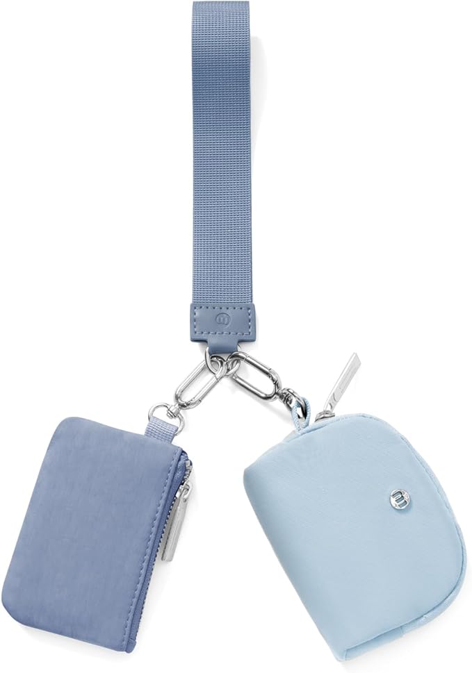 Keychain Wallet Mini Zip Around Wristlet Wallets for Women Detachable Dual Pouch Wristlet Portable Coin Purse Small Wallets