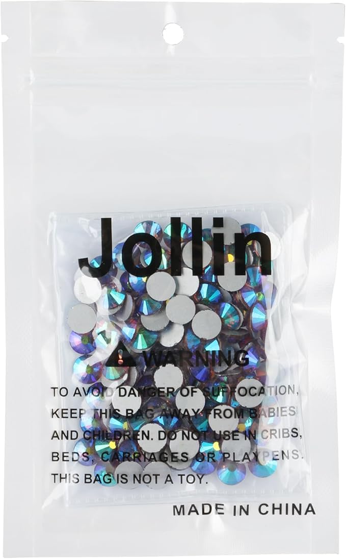 Jollin Glue Fix Crystal Flatback Rhinestones Glass Diamantes Gems for Nail Art Crafts Decorations Clothes Shoes 8.4mm (ss40 144pcs, Light Purple AB)