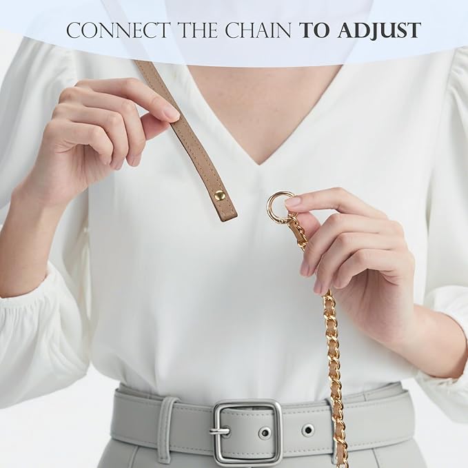 TiMOVO 2-in-1 Phone Lanyard Crossbody, Adjustable Phone Strap for Most Smartphones, PU Strap Combo with Metal Chain for Women