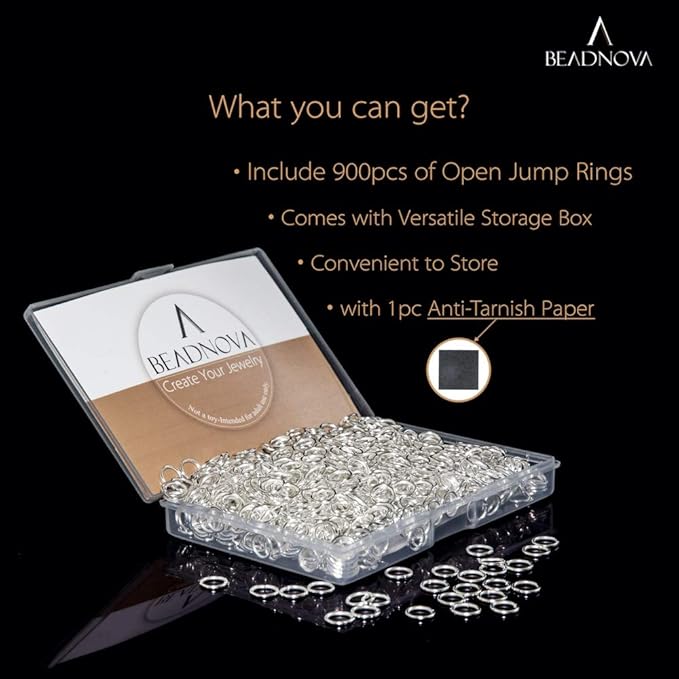 BEADNOVA 7mm Open Jump Rings for Jewelry Making Silver Jewelry Jump Rings for Keychains and Earrings (900Pcs)
