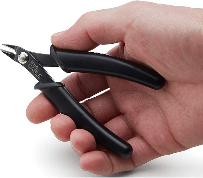 trueCABLE Precision Sharp Flush Cutter, 1 Pack, Wire Cutting Pliers for Ethernet Cable Preparation, Electronics, Jewelry & Crafts, Hardened Carbon Steel with Non-Slip Handle, Cut Wire Up To 16 AWG