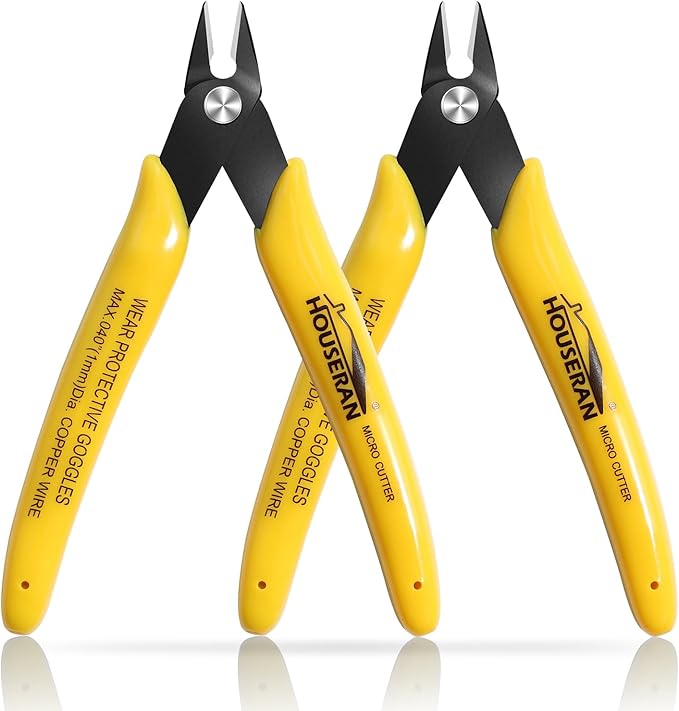 Flush Cutters, 2 Pack Side Cut Nippers, 5 Inch Micro Flush Cut Pliers with Spring, Mini Wire Cutters Model Nippers Flush Cutters for Jewelry Making, Plastic Models, Zip Ties, Electronics