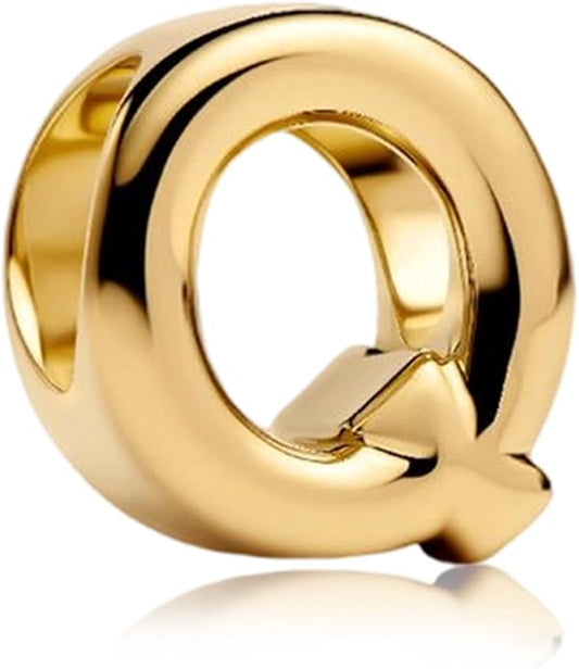 S925 A-Z 14K Gold Plated Initial Letter Alphabet Charms for Pandora Bracelets and Necklaces Women, Gifts for Couple Family Friend on Birthday Anniversary Christmas Mothers Valentine's Day Grad