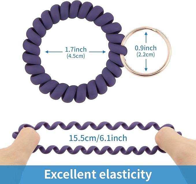 Spiral Keychain Stretchy Wrist Coil Bracelet Key Chain Waterproof Wristlet Key Holder for Pool, Sauna, Sports, Gym