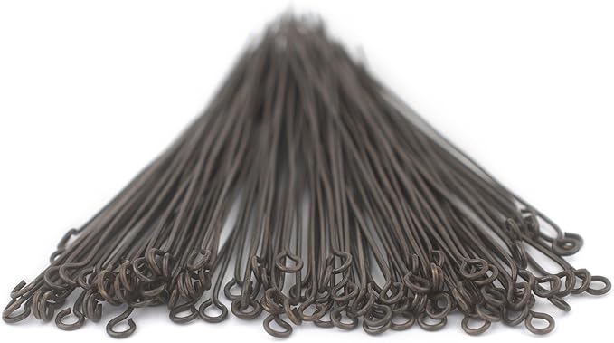 The Bead Chest Antiqued Brass 21 Gauge 3 Inch Eye Pins (Approx 100 Pieces)