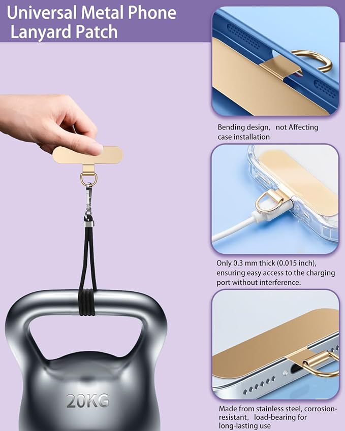 Phone Lanyard Crossbody with Hanging Loops, Clip and Go Strap for Phone with Zipper Wallet, Adjustable Elastic Phone Strap