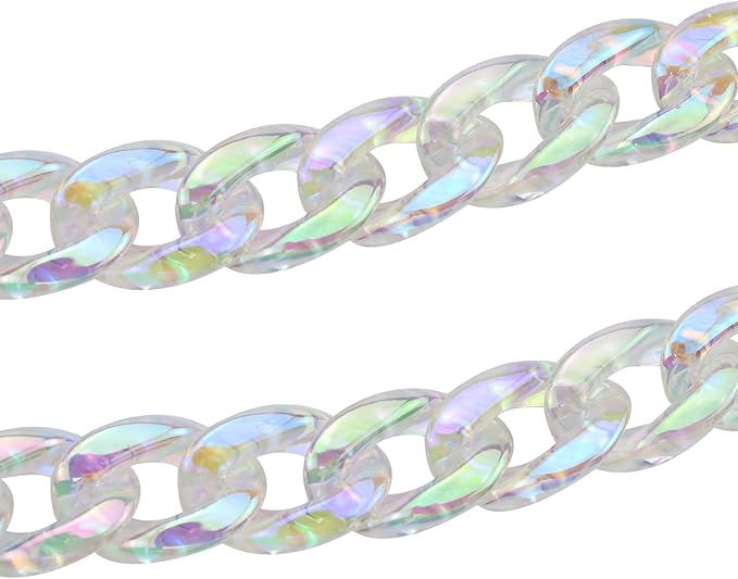 Chunky Acrylic Purse Strap Bag Chain Handle Purse Chain Replacement for Handbag Purse Shoulder Bag (Colorful Transparent,33.5")