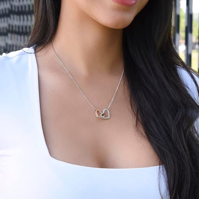 To My Beautiful Daughter Necklace from Mom & Dad | Cubic Zirconia Pendant with Heartfelt Message Card & Gift Box | Daughter Birthday, Graduation, Christmas Jewelry Gift from Parents