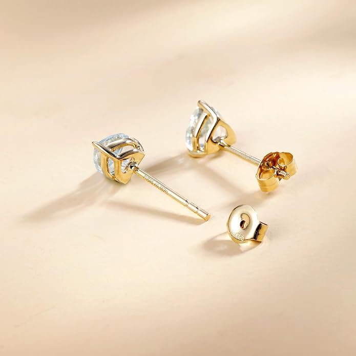 FANCIME 14k Solid Yellow Gold Stud Earrings Gemstone Prong Cluster Stud Earrings Fine Jewelry Gifts for Her Mom Women Wife