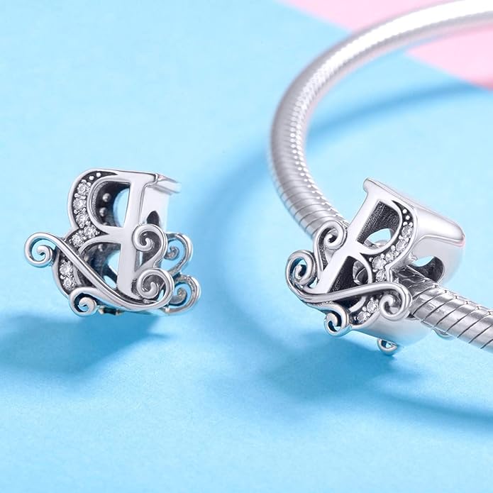 925 Sterling Silver Letter Charms for Pandora Bracelets Alphabet Initial Charms Beads Birthday Christmas Jewelry Gift for Women