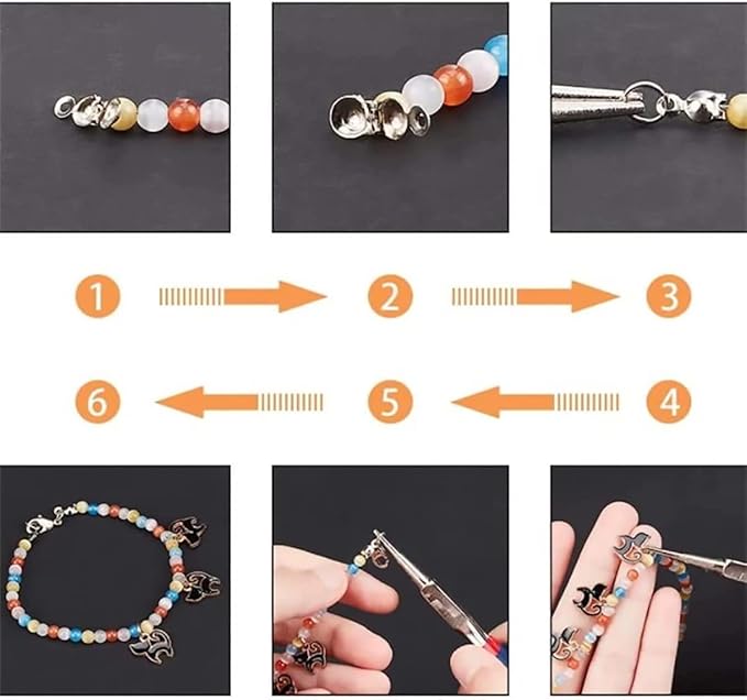 1500 Pieces Beads Tips Knot Covers Clamshell Crimp Tips Beads Set Calotte Ends Knot Covers Fold-Over Bead Covers for Jewelry Making DIY Bracelet Necklaces(Multicolor)